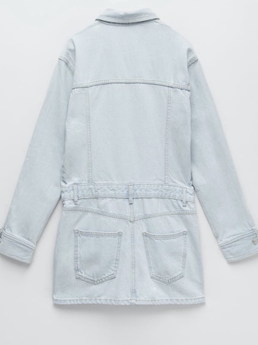 Zara Light-Wash Denim Mini Shirt Dress | Size Medium - Picture 5 of 7
